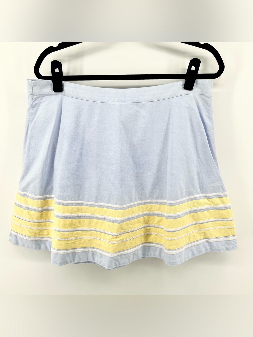 Vineyard Vines Border Stripe Oxford Swing Skirt Size 12 blue yellow